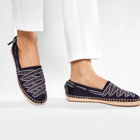 NIB Tory Burch Ribbon Woven Espadrille Flat NAVY US 7 7.5 8 8.5 9 AUTHENTTIC - Picture 2 of 16